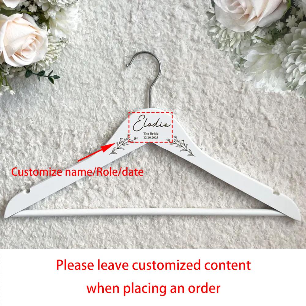 Personalized Floral Wedding Dress Hanger Engraved Hanger Bride & Groom Engagement Bachelorette Party Bridal Shower Bridal Gift 1pcs38cm