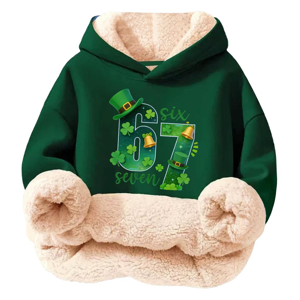 Children's Fashionable Printing Casual Fleece Hooded Loose Fit Hoodie Without Pockets