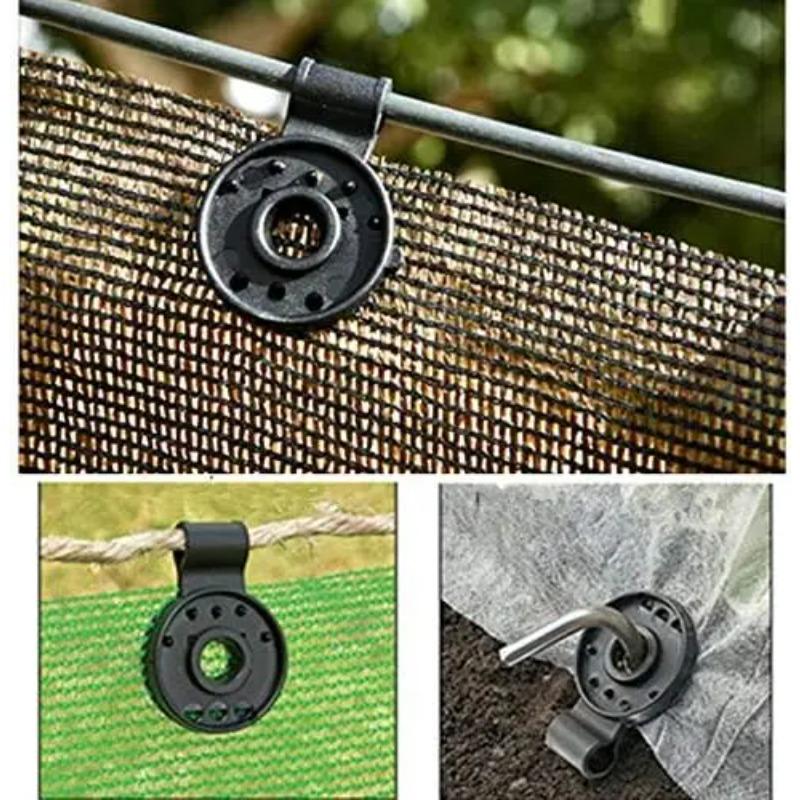 Black Sun Shade Clips Multi Purpose Greenhouse Fasteners for Tarp Camping Gear and Outdoor Canopy Windproof Installation
