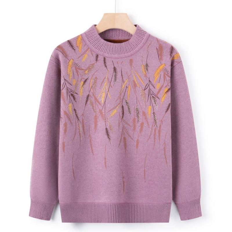 New Mom Pack Autumn Knitted Sweater Pullover Thickened Integrated Fleece Middle-aged Grandma Pack Fleece Knitted Sweater