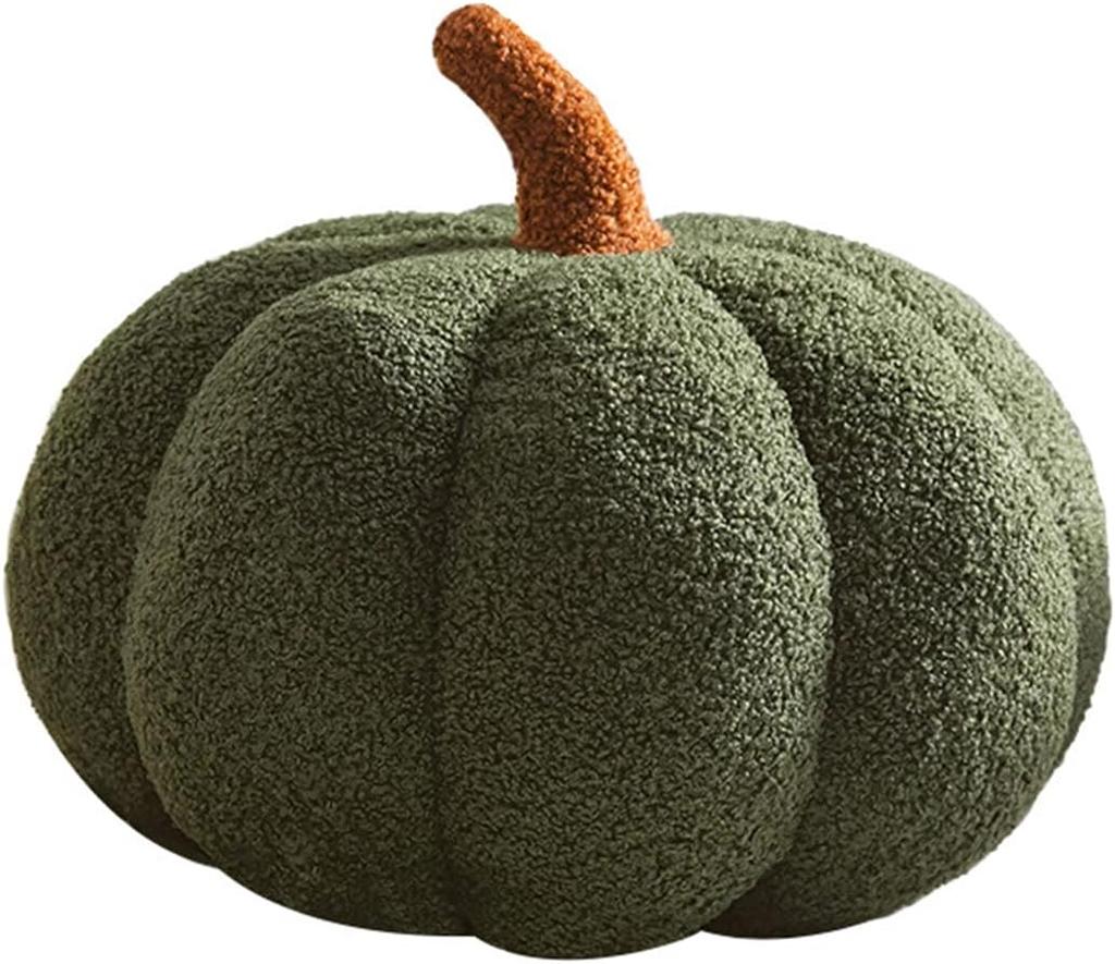 3D Simulated Pumpkin Pillow Plush Pillow Sofa Cushion (7.8inch, Olive)