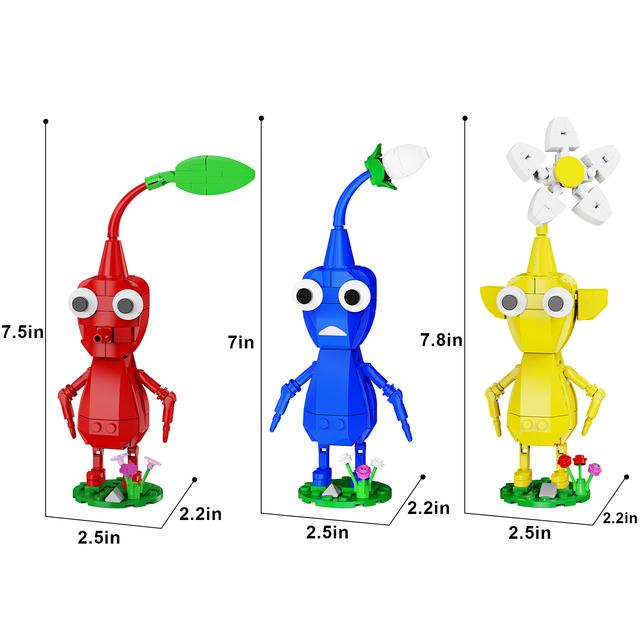 

MOC Pikmin 3-в-1, строительные блоки в виде растительных существ, набор игровых ролей, модель с бумажным руководством, 363 шт., игрушки для детей, подарки S