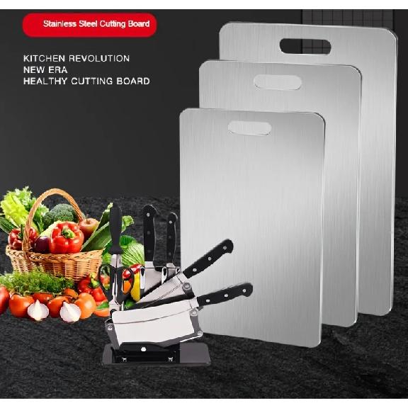 Stainless Steel 3pcs Cutting Boards - BPA-Free Dishwasher Safe Non-Slip Kitchen Boards w/Juice Groove, Rustproof & Space Saving
