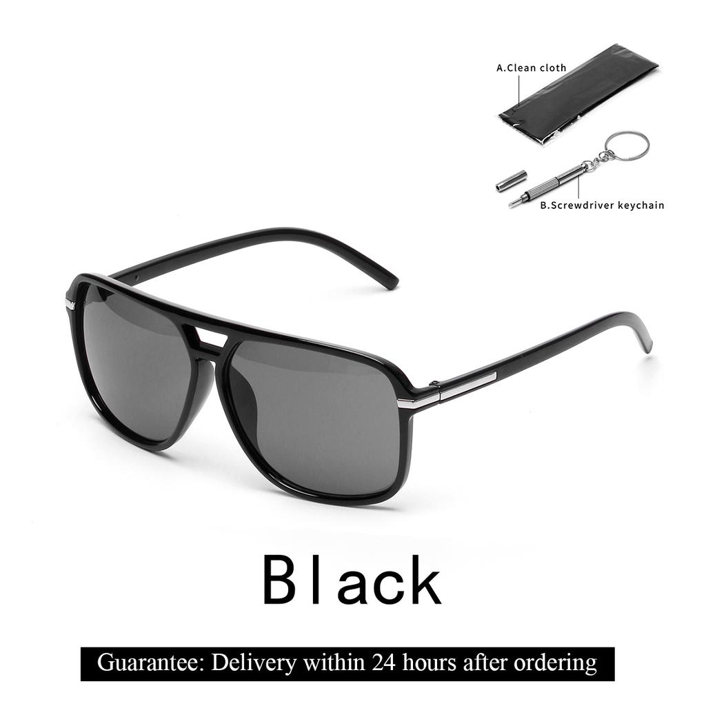 Ruiao Fashion Shades Vintage Classic Men Double Bridge UV400 Lens Driving Sunglasses for Men