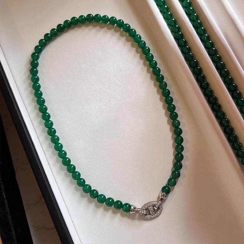 New Arrival 100% Natural Green Chalcedony 14K Gold Filled Female Beads Chain Necklace Promotion For Women Birthday Gifts
