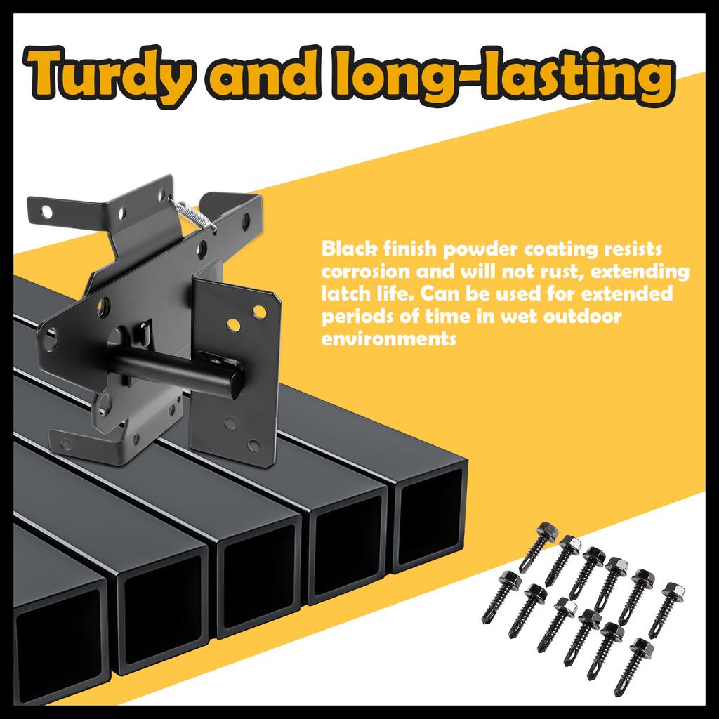 Universeller selbstverriegelnder Torriegel Eisen Rostfrei Zauntorriegel mit Schrauben Praktischer automatischer Zaunriegel für Hof Garten