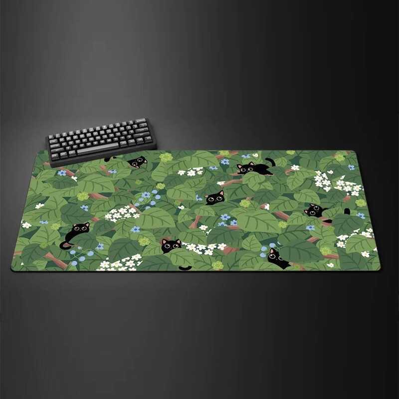 Cute Kawaii White Cat Anime Mouse Pad Large Computer Off Game Table Mats XXL Ruer Anti-slip Gaming Keyboard Long Desk Pads