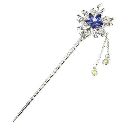 [MiaoMiao] Kanzashi (épingle à cheveux) - Pièce unique - Vêtements japonais - Kimono formel, yukata - Ornement de cheveux - Métal - Antique - Bleu - Cristal - Neige