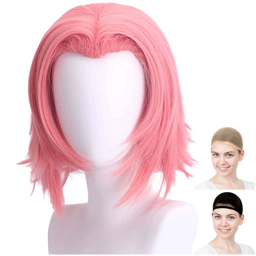 

CaseEden Cosplay Приглушенный Включает 2 сетки для парика Парик, Короткий, 30см, Термостойкий, Розовый, Розовый, розовый