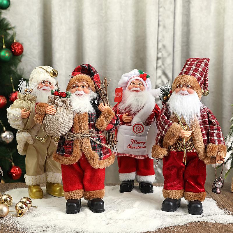 Standing Santa Claus Doll Christmas Figurine Statue Kids New Year Xmas Gift Home Decoration Ornaments Birthday Party Supplies