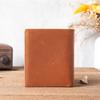 2025 Unisex Vintage Crazy Horse Full-Grain Wallet vertical Bifold Leather Card Holder Retro Brown for Students Daily/Travel Use
