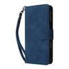 For iPhone 17 Case Zipper Wallet Multiple Card Slots Leather Phone Cover with Wrist Strap