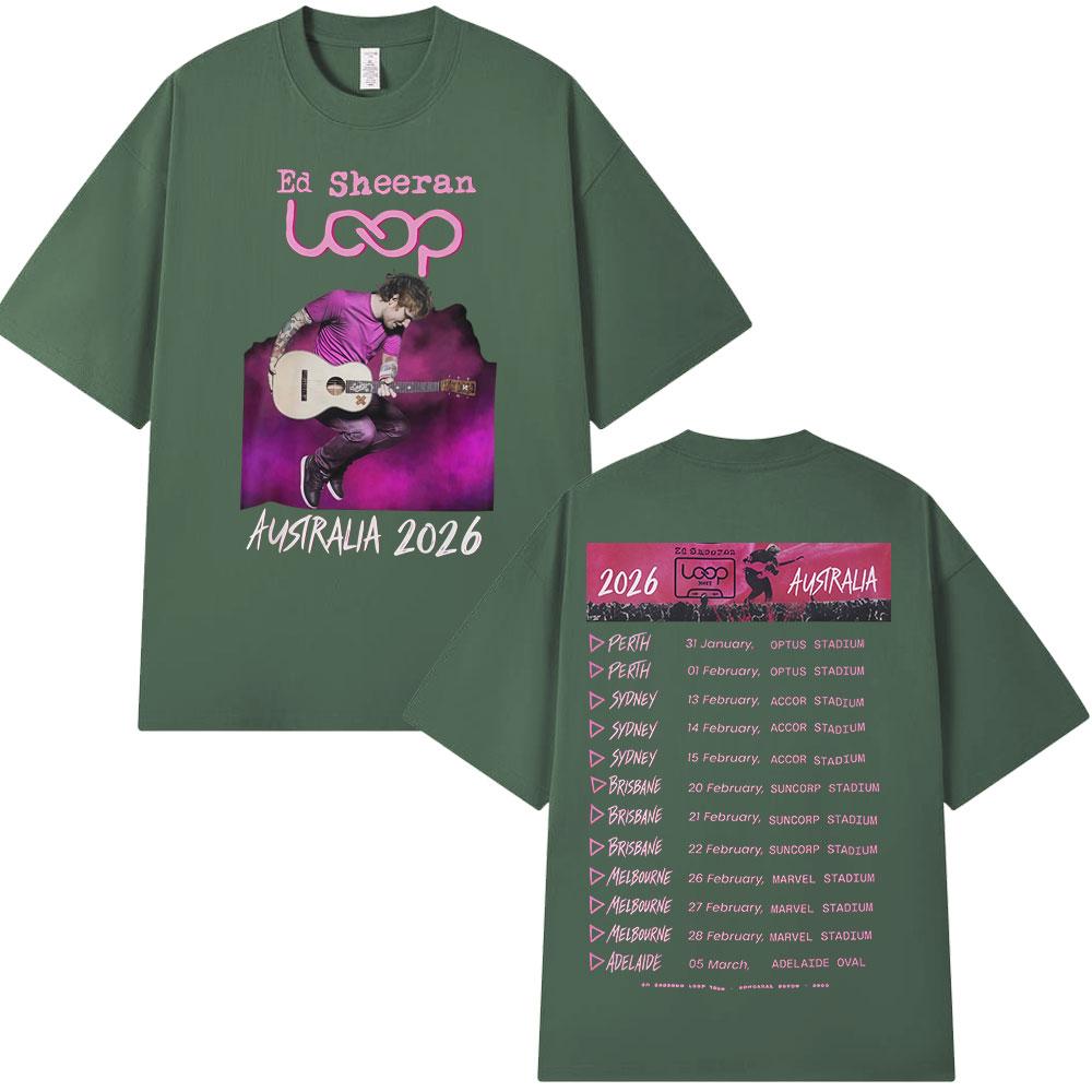 Ed Sheeran Loop Tour Australia 2026 Tour Merch Tshirts Fans Gifts Men Women Clothing Fashion Hip Hop Cotton Oversized T Shirts