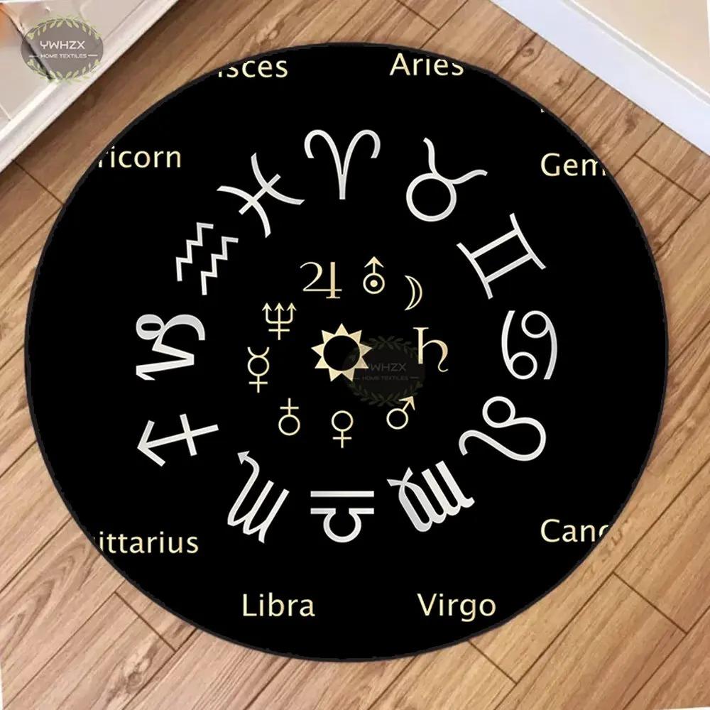 Mystical Constellation Round Mat Tarot Wheel Living Room Non-Slip Carpet Meditation Home Decoration