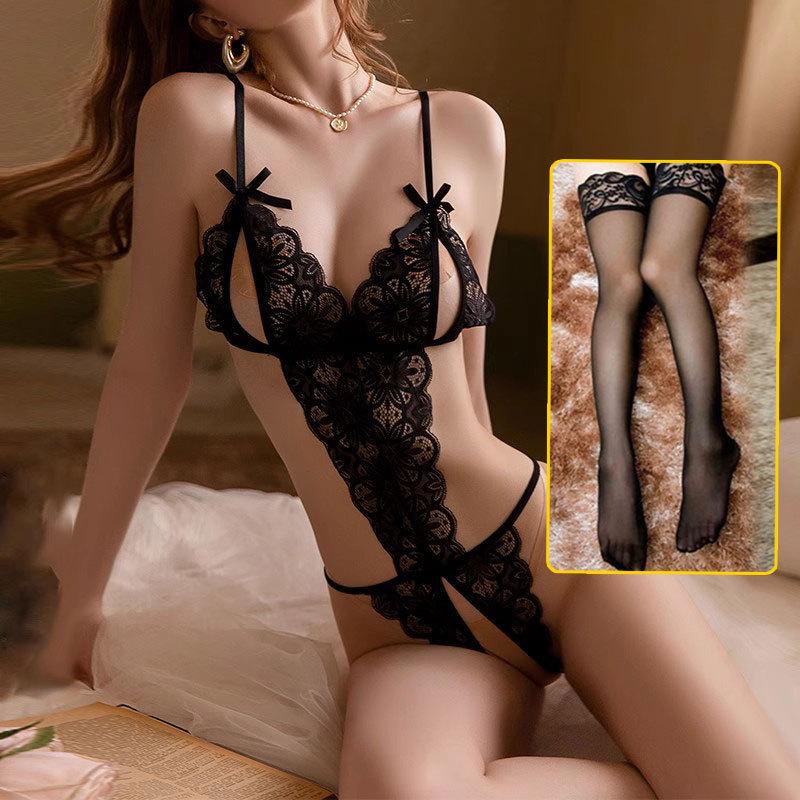 Lace Three-Point Plus-Size Quick Release Bodysuit Sexy Temptation