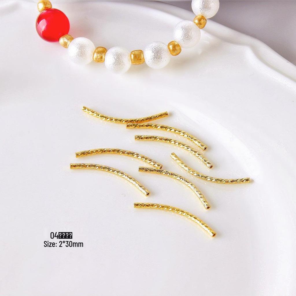 18k Gold Plated Multi-Faceted Curved Tube for DIY Jewelry Necklaces & Bracelets