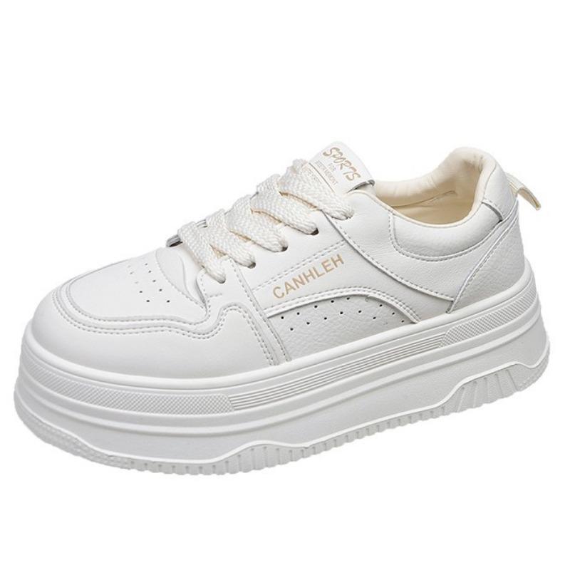 Muffin platform casual board shoes women's new small height increase 5CM fashionable versatile age-reducing white shoes