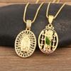 Nidin High Quality Judas/Virgin Mary Charm Pendant Necklace For Women Men Oval Shape Shiny Zircon Religious Style Jewelry Gifts
