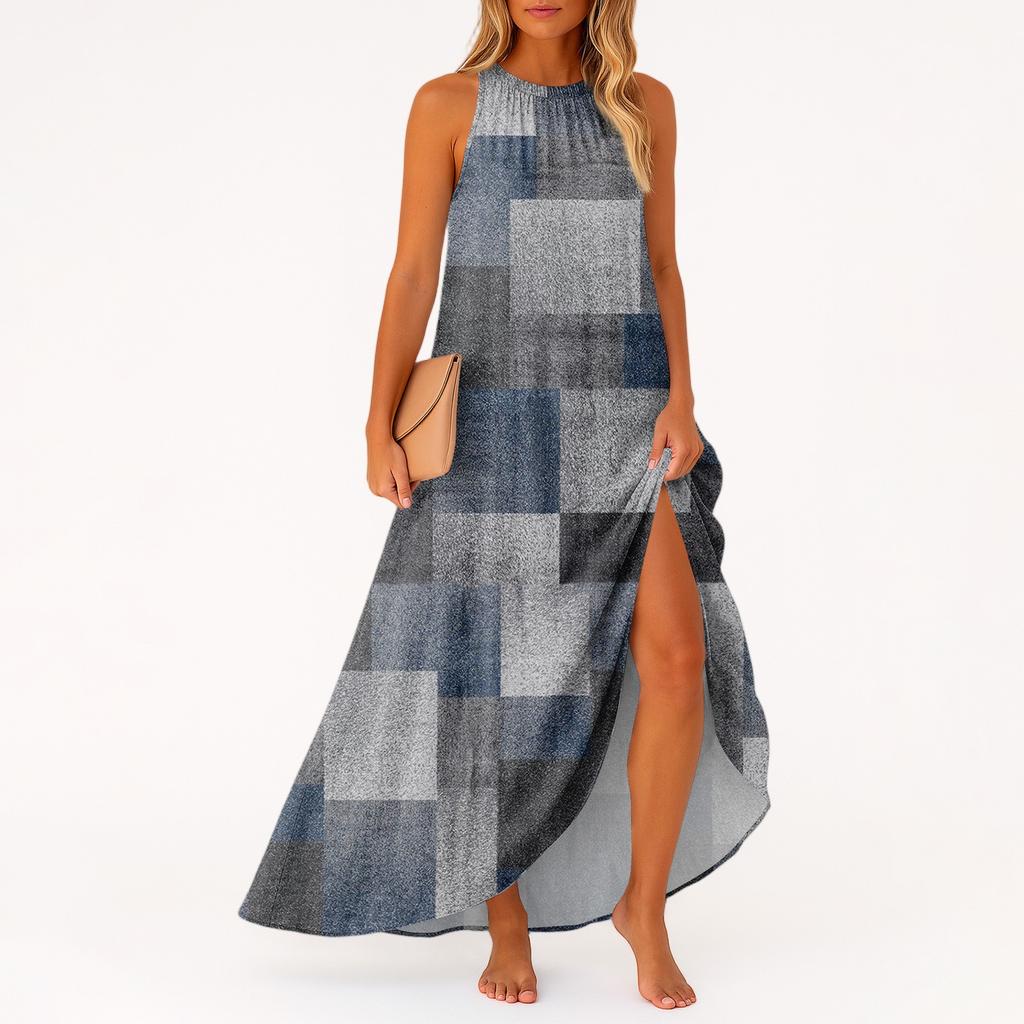 Women's Casual And Fashionable Round-neck Sleeveless Mid Length Dress