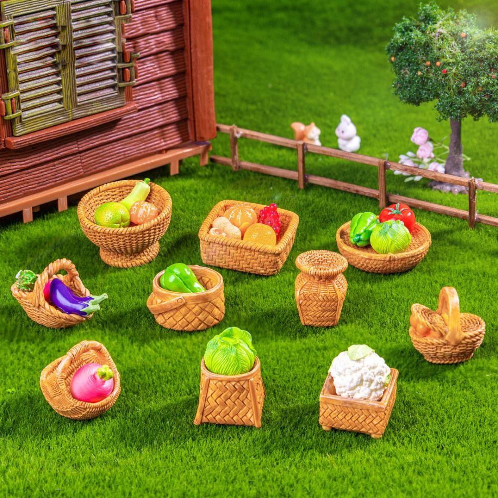 2pcs Cute Fruit Vegetable Food Storage Basket Mini Dolls Miniature Decoration