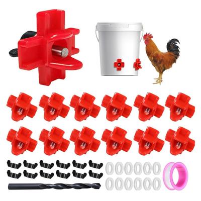 12 Pcs Horizontal Chicken Waterer Nipples with Drill Bits Automatic Leakproof Poultry Watering System for Chickens Duck Quail