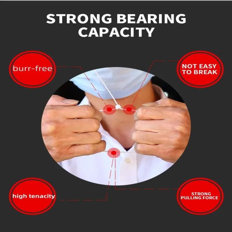 50/100Pcs Self-locking Plastic Nylon Zip Ties Black Zip Ties Fastening Loops Zip Ties Zipper Ties Nylon Zip Ties Set