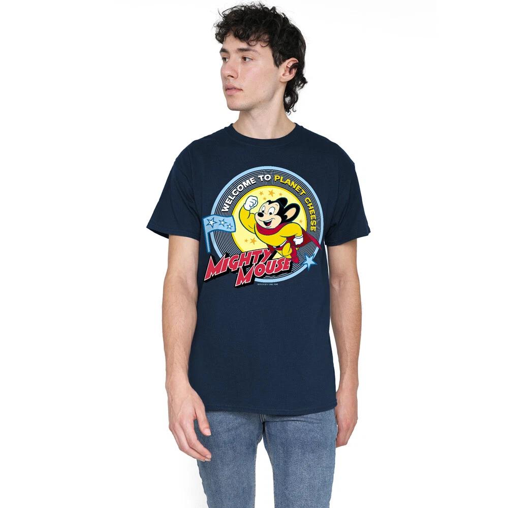 Mighty Mouse Planet Cheese T-Shirt S-2XL, Navy S