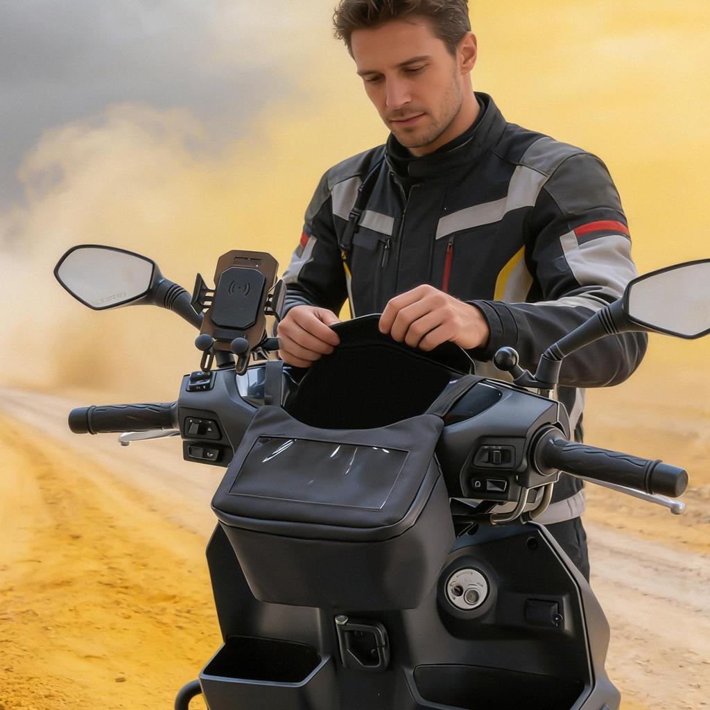 Motorcycle Tool Bag Waterproof Front Pouch Touchscreen Window Motorcycle Pouch For Motorbike Scooter Key Wallet Phone Commuting