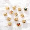 Vintage Sunny Wild Heart Moon Zircon Gold Color Italian Charm Links Fit 9mm Stainless Steel Bracelet Jewelry DIY Making Gifts