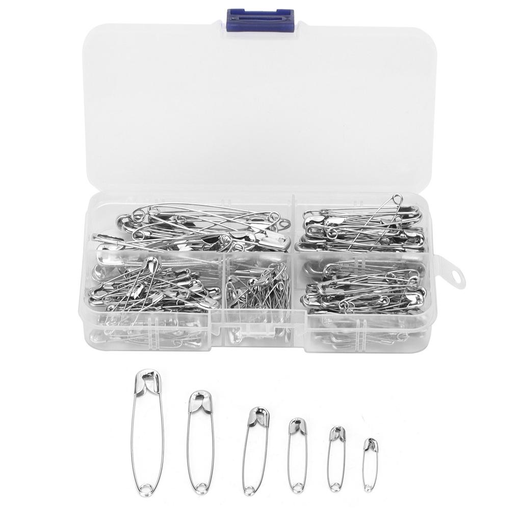Safety Pins Small Tiny Stainless Durable Clothes Pins with 6 Different Sizes for Clothes Crafts