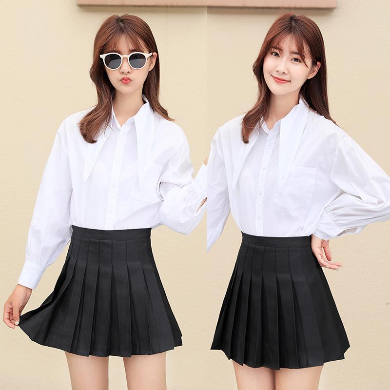 Pleated High-Waist A-Line Skirt for Women - Korean College Style, Fruit Green, Summer 2025