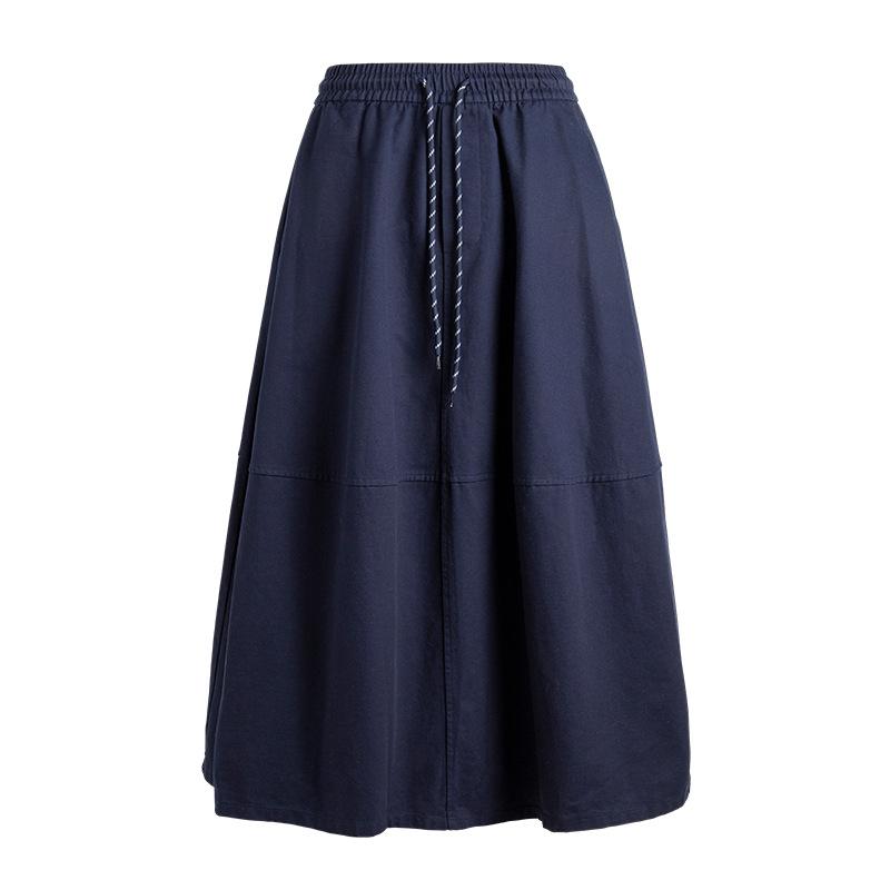 Spring and Autumn Latest Retro High Waist Skinny Relaxed Versatile Medium and Long A-shaped Skirt