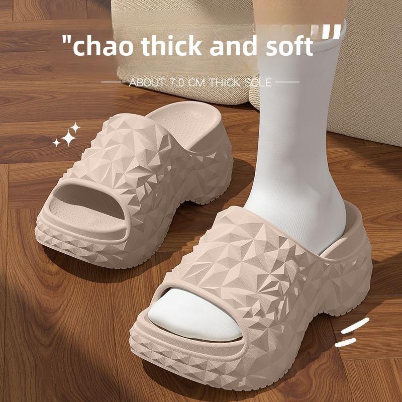 Elegantes Zapatillas de Arrastre Rectas de Fondo Grueso para Mujer, Nuevo Diseño de Diamantes, Zapatos de Playa Antideslizantes de Moda