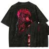 T-shirt Neon Ryomen Sukuna Jujutsu Kaisen Grafica Cyber Lavata Vintage Oversize Retro Anime Streetwear Harajuku Abbigliamento Uomo