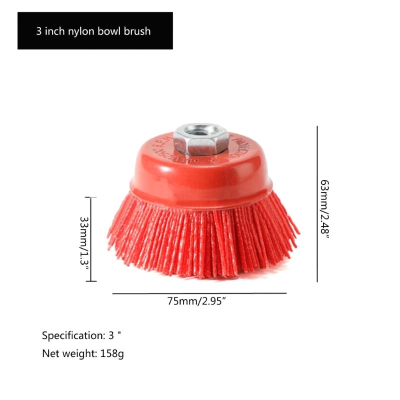 1PC 100mm M14 Cup Nylon Abrasive Brush Wheel P80 Pile Polymer Abrasive Grinder Tool 3" 4" 5"