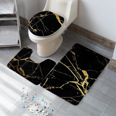 3-teiliges Badezimmerteppich-Set mit Marmorierung, rutschfest, extra saugfähig, WC-Badezimmer-Fußmatten-Sets, weich und trocken, waschbare Teppiche für zu Hause