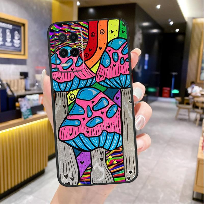 Mushroom Psychedelic Trippy Frog Case For Oppo A96 A76 A16 A17 A18 A60 A80 A40 A38 A58 A78 A98 A94 A74 A54 A15 A57 A77 A5 Pro
