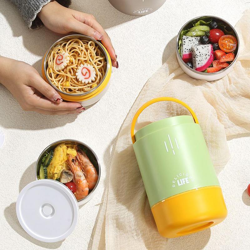 Hot And Cold Food Container 900ml Hot Lunch Box For Kids Leak-Proof Wide Mouth Bowl With 3 Layered Design For All Kinds Of зелёный 8500₽