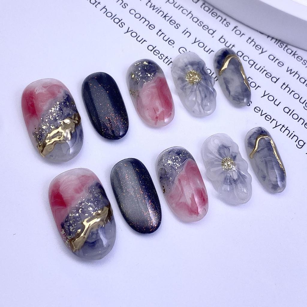 Cross-Border Cat Eye Latte Art Gel Beads Versatile Whitening Oval Handmade Wearable Nails