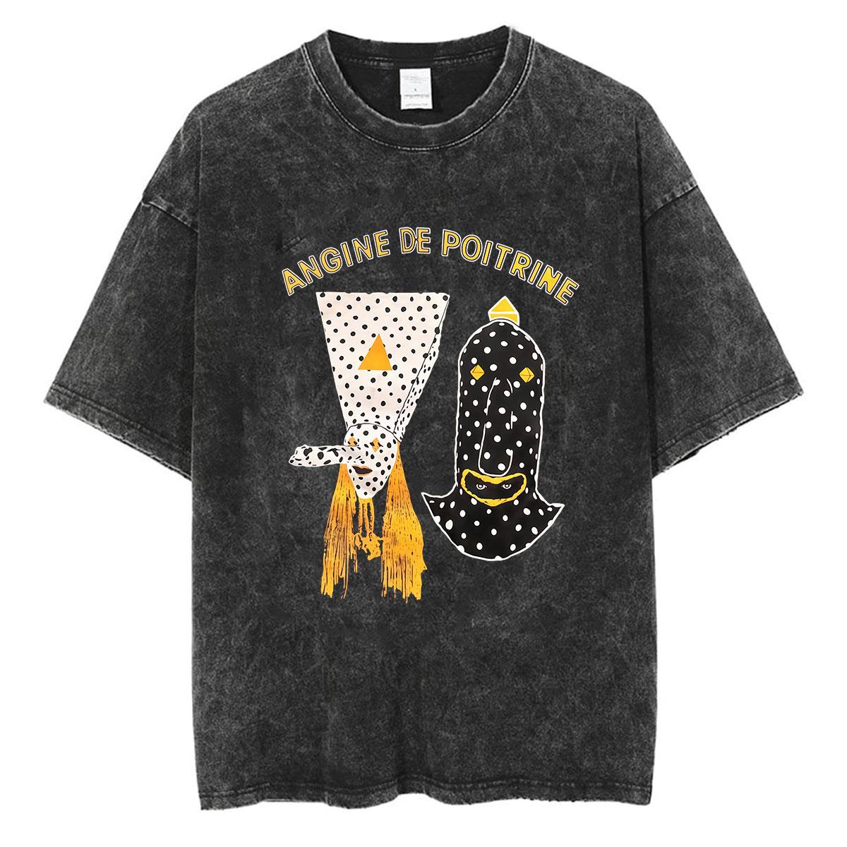ZX washed tee Rock Band Angine De Poitrine Vintage Gewassen Grafisch T-shirt Mannen Vrouwen Casual Mode Gothic Oversized Katoenen T-shirts Streetwear 2XL