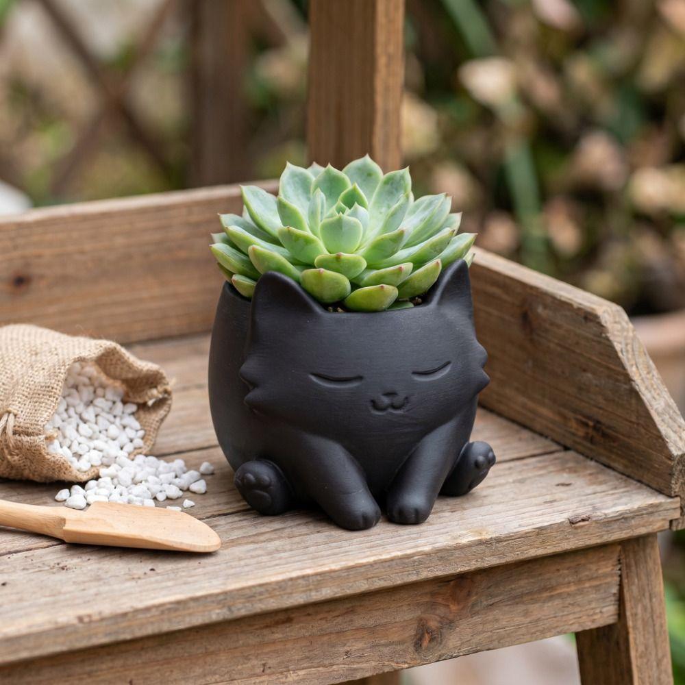 Ornaments Cat Shaped Flower Pot Lovely Mini Flowerpot Creative Succulent Flower Pot Table