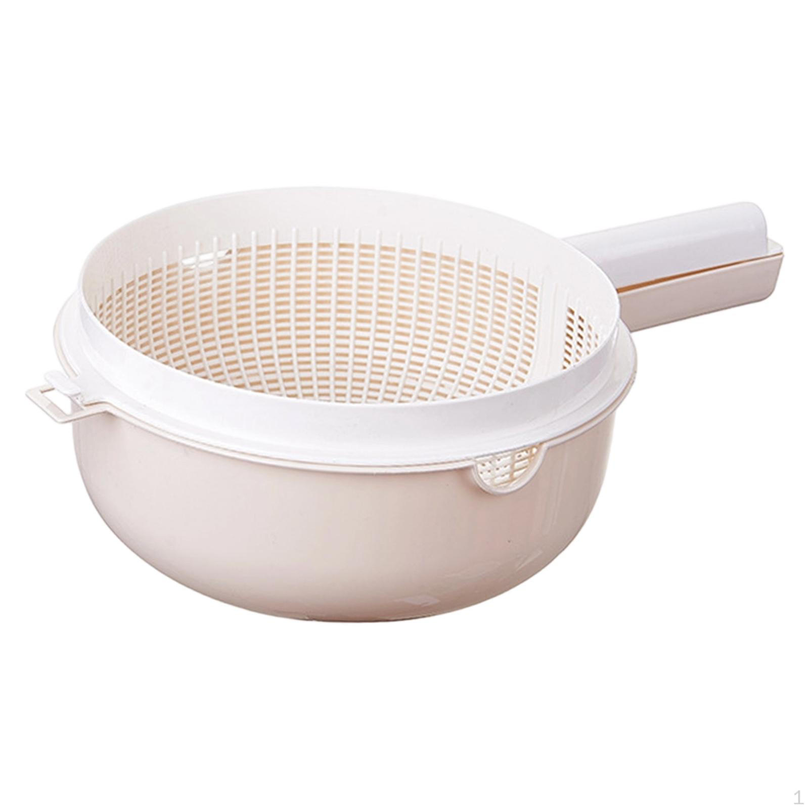 

Dish Drainer, Accessory, Kitchen Tool, Refrigerator, Kitchen, with Handle, Strainer, Drain, Fruit, Beige White