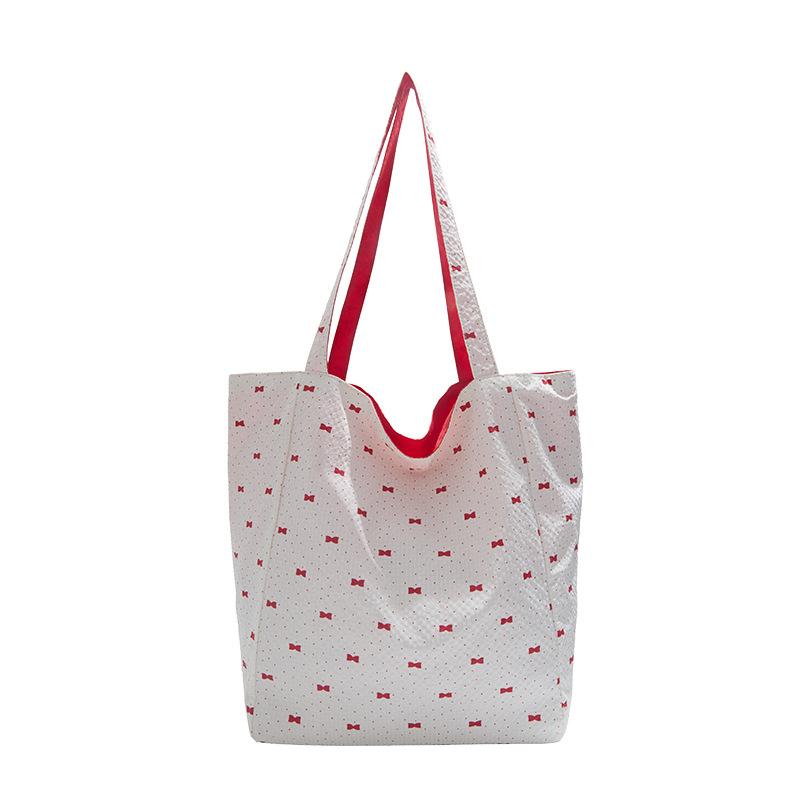 2025 summer new canvas bag tote oversized bag shopping commuting large capacity fashionable simple and cute embroidery pattern