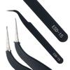 Rosfix Set of 10 Precision Tweezers In a Case – Acid Resistant | Hardened Tips | Anti-magnetic and Precise