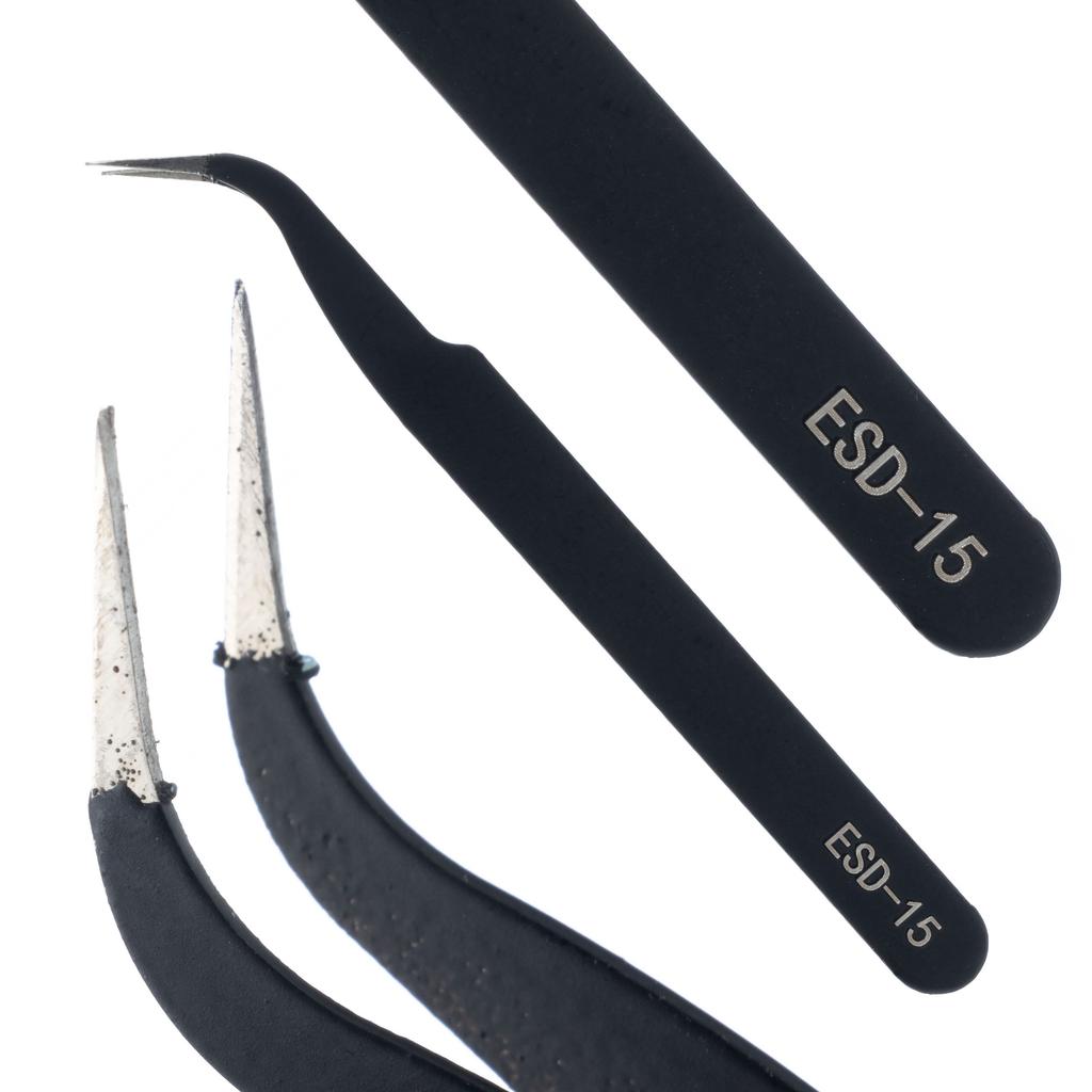 Rosfix Set of 10 Precision Tweezers In a Case – Acid Resistant | Hardened Tips | Anti-magnetic and Precise