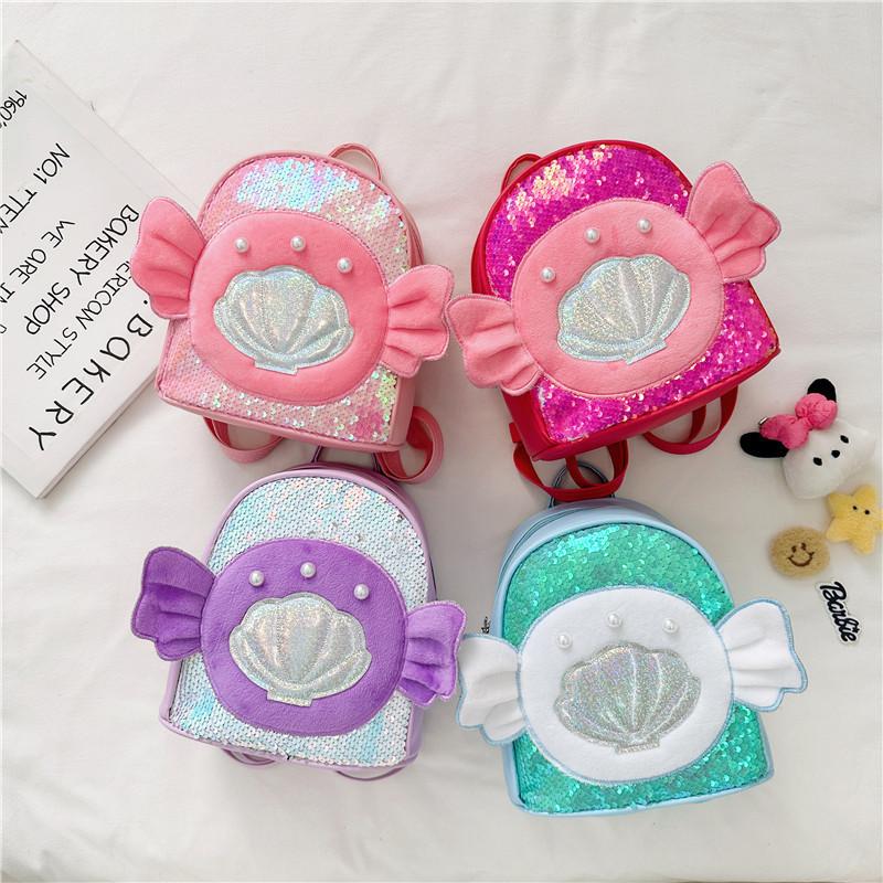 Adorable New Pu Sequin Mini Backpack With Cute Wings For Kids In Bright Colors