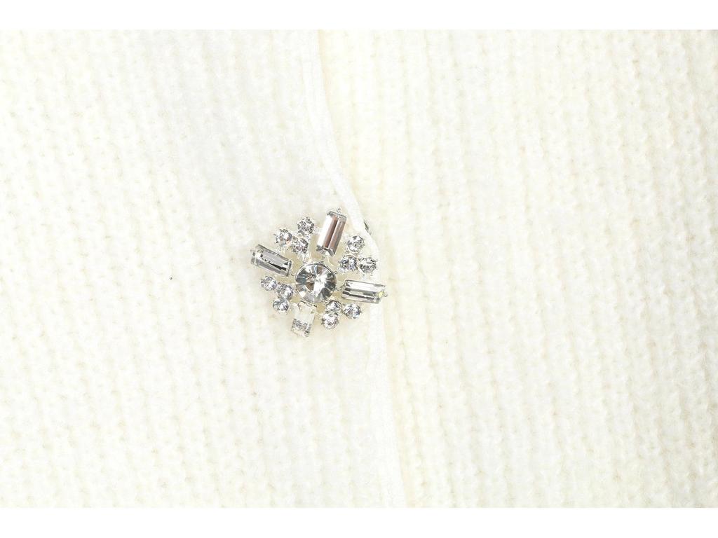 Elegant Diamond-Embellished Knitted Cardigan for a Chic Autumn/Winter Look