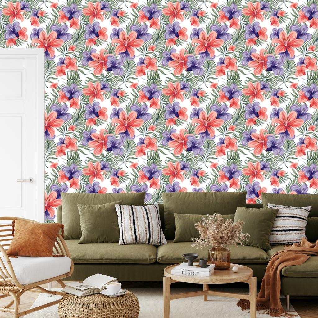 Colorful Spring Flowers Wallpaper for Living Room and Bedroom 50x1000