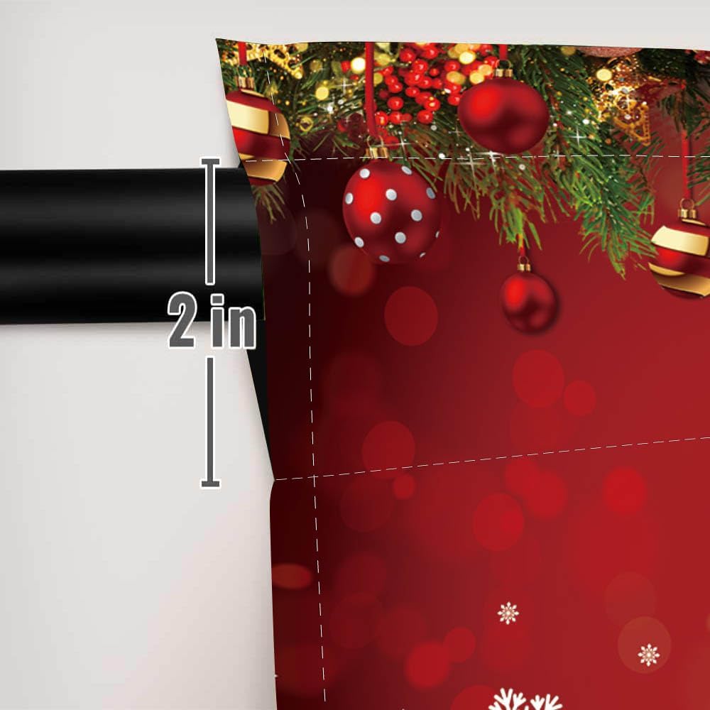 Christmas Snowflake Window Curtains Xmas Ornaments Coniferous Pine Tree Tinsel Theme Bedroom Living Room Decorative Curtain Polyester Perfect For Area