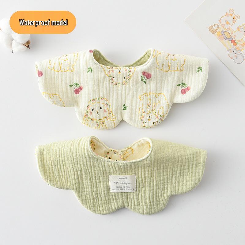 Dwustronny, wodoodporny śliniaczek dla niemowląt w stylu koreańskim z płatkami, wykonany w 100% z gazy bawełnianej